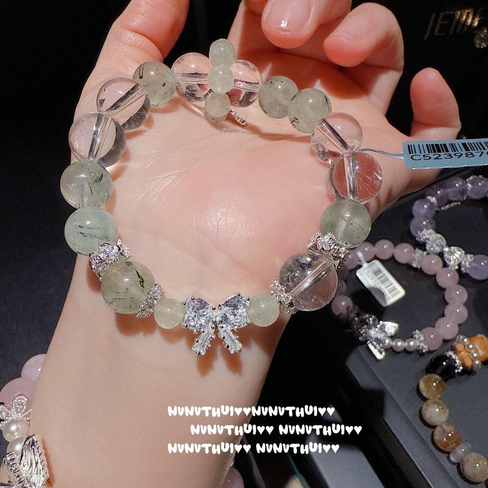 Flower Silk Color, Amethyst Small Waist Gemstone Bracelet, Zixia Fairy, Red Glue Flower White Crystal Bracelet, Set.