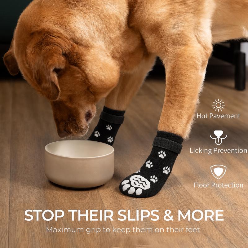 4Pcs Anti Slip Cotton Dog Socks Anti-fall Silent Indoor Paw Covers for Medium Large Dogs