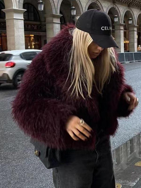 Medium-weight Fall/Winter Women's Coat Eco-friendly Faux Fur Short Coat