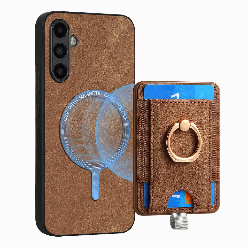 2 in 1 Detachable Magnetic Cards Solt Leather Case For Samsung Galaxy A55 A35 A54 A24 S23 S24 Ultra S22 Plus S21 FE Ring Holder