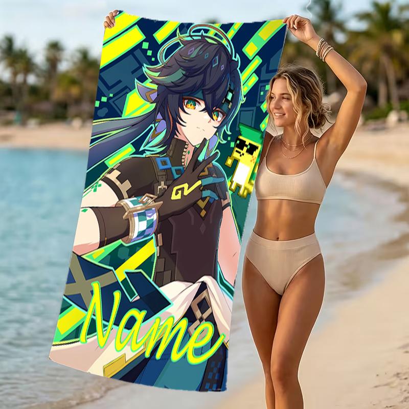 Customizable Personalized Beach Towels Genshin Impact Characters Themed designs.Suitable for the Beach, Yoga, Sports;ideal As Beach Accessories