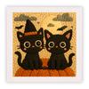 Punch Neddle Kit Black Cat Bat Embroidery Needle Kit with Frame Handcraft Sewing Set Diy Craft Gift for Halloween 25x25cm New