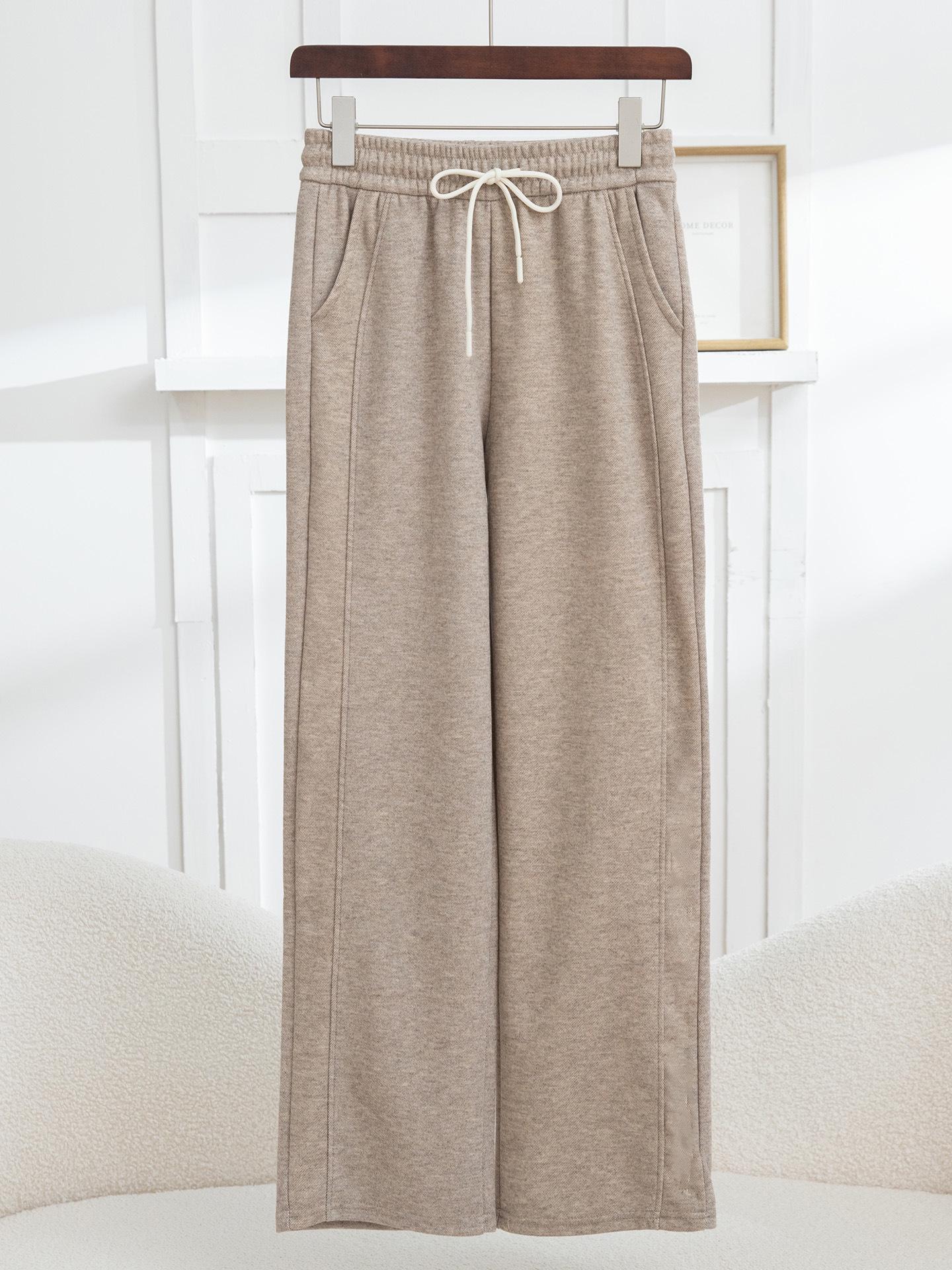 

Брюки из ледяного шелка с высокой талией, свободные, с широкими штанинами для женщин, эластичная талия на кулиске, мягкие и универсальные для весны и осени Large верблюд