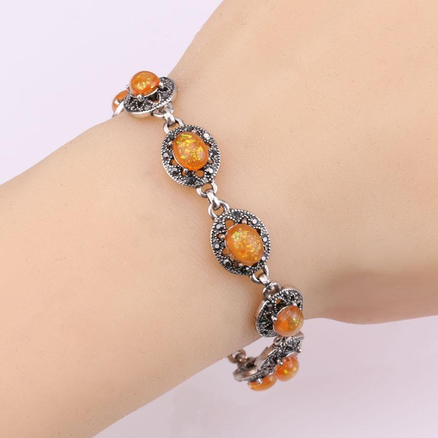 New Blue Opal Bracelet Vintage Jewelry Tibetan  Crystal Bracelets For Women Christmas Party Gift Drop Shipping