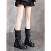 Women'S New Autumn/Winter  Thick Soled Front Zipper Knight Boots Black Retro Casual Motorcycle Boots Short Tube