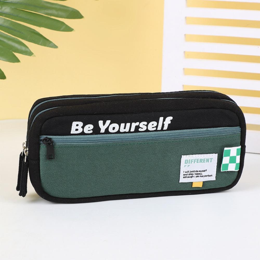 

Холщовый пенал на двойной молнии, грязеотталкивающий, мультяшный, для мальчика, для девочки, детский Style D