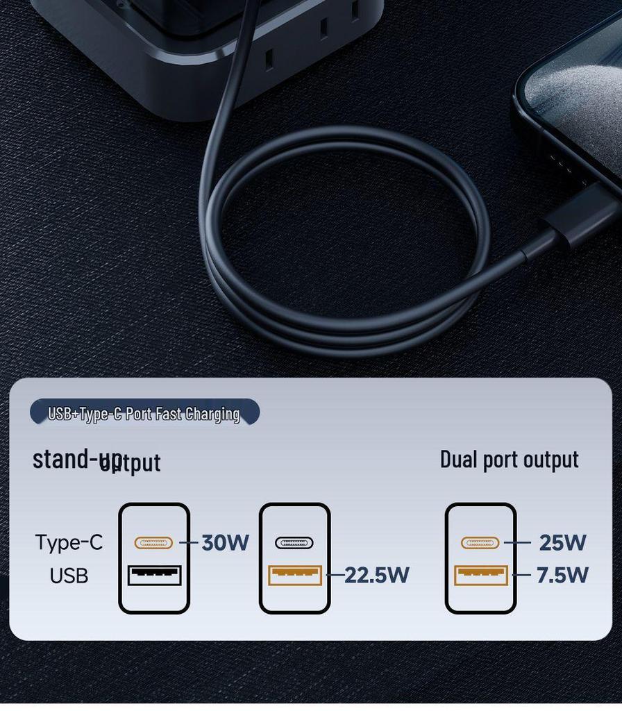 30W Gallium Nitride Dual-Port PD Charger for iPhone 17, Apple, Huawei Phones, and Tablets