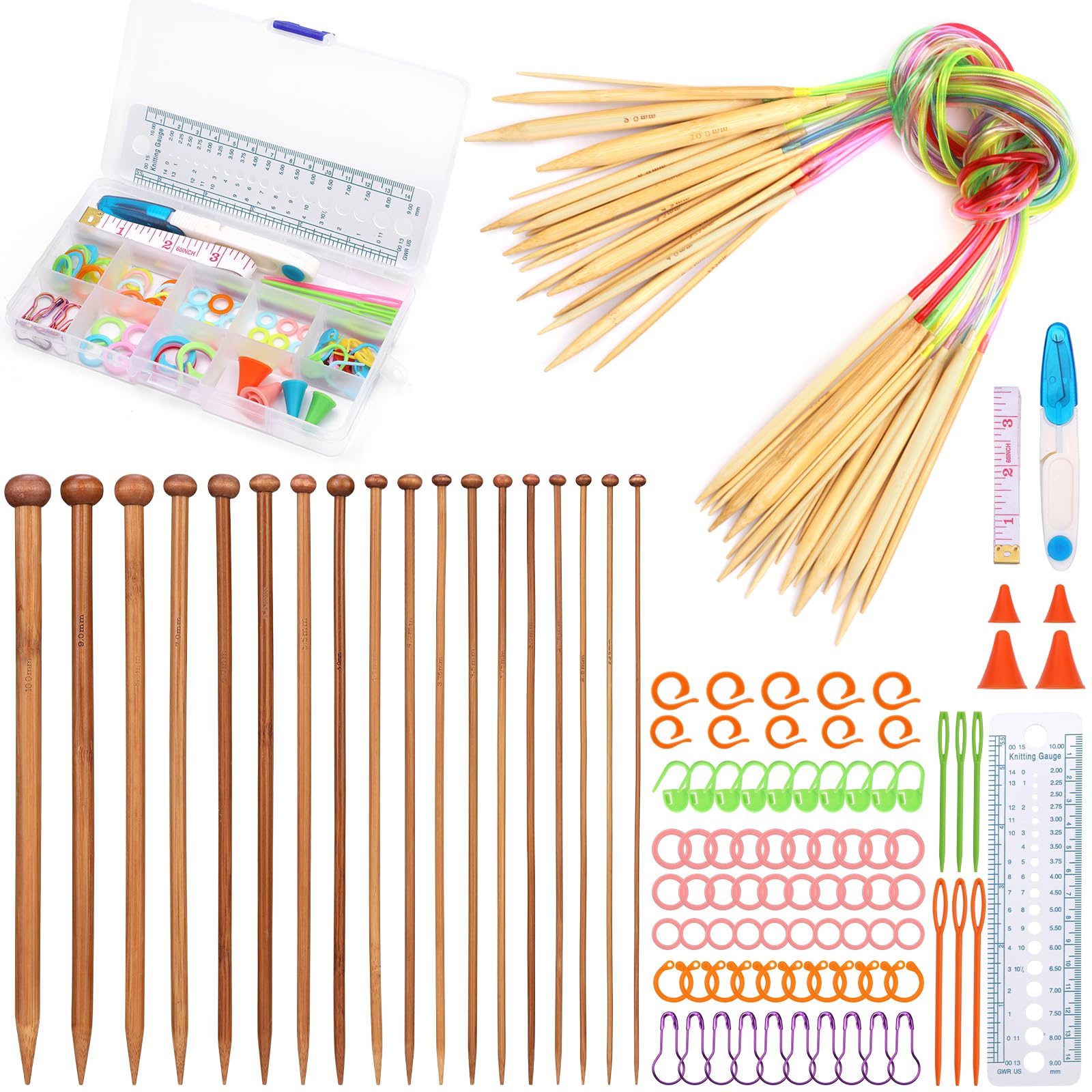 

Dennty Knitting Needle Knitting Tools for Includes Knitting Circular Sewing Row Stitch Count Tape Storage Knitting Tool Set for and More Set,