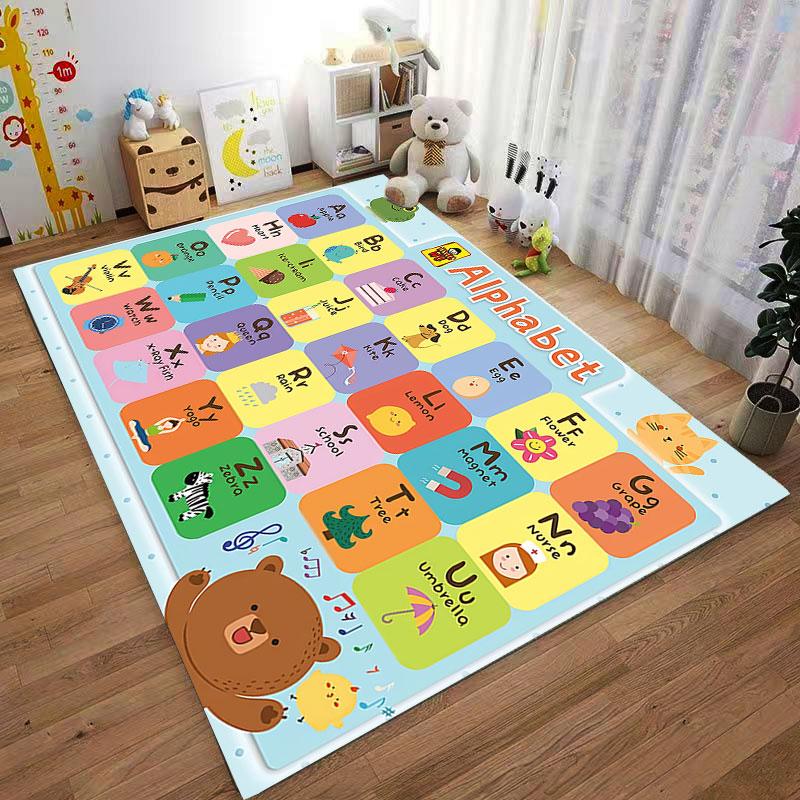Colorful Alphabet Kids Carpet Suitable As a Non-slip Mat for the Living Room or Bedroom Sofa