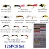 126/133/147PCS Scud Nymph Midge Larvae Ultra-thin Portable Fishing Box Set Trout Grayling Panfish Lure Carp Artificial Fish Bait