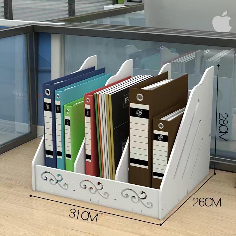 Desktop A4 File & Storage Rack – 4-Link Plastic Bookshelf for Office Supplies