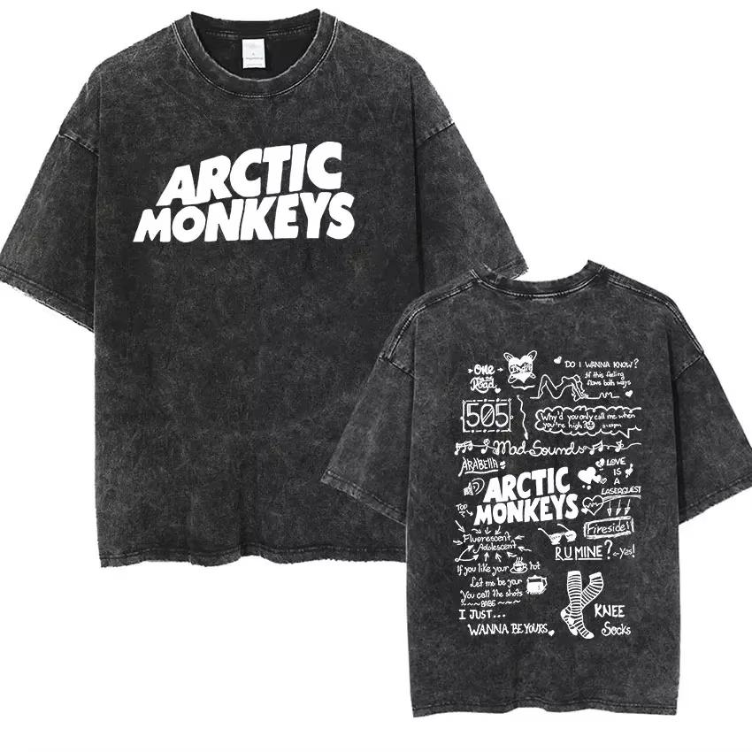 Vintage Washed Oversized Arctic Monkeys Album Print T-Shirt Retro Rock Music Short Sleeve Loose Streetwear Casual Tops For Men Women Daily Outfit