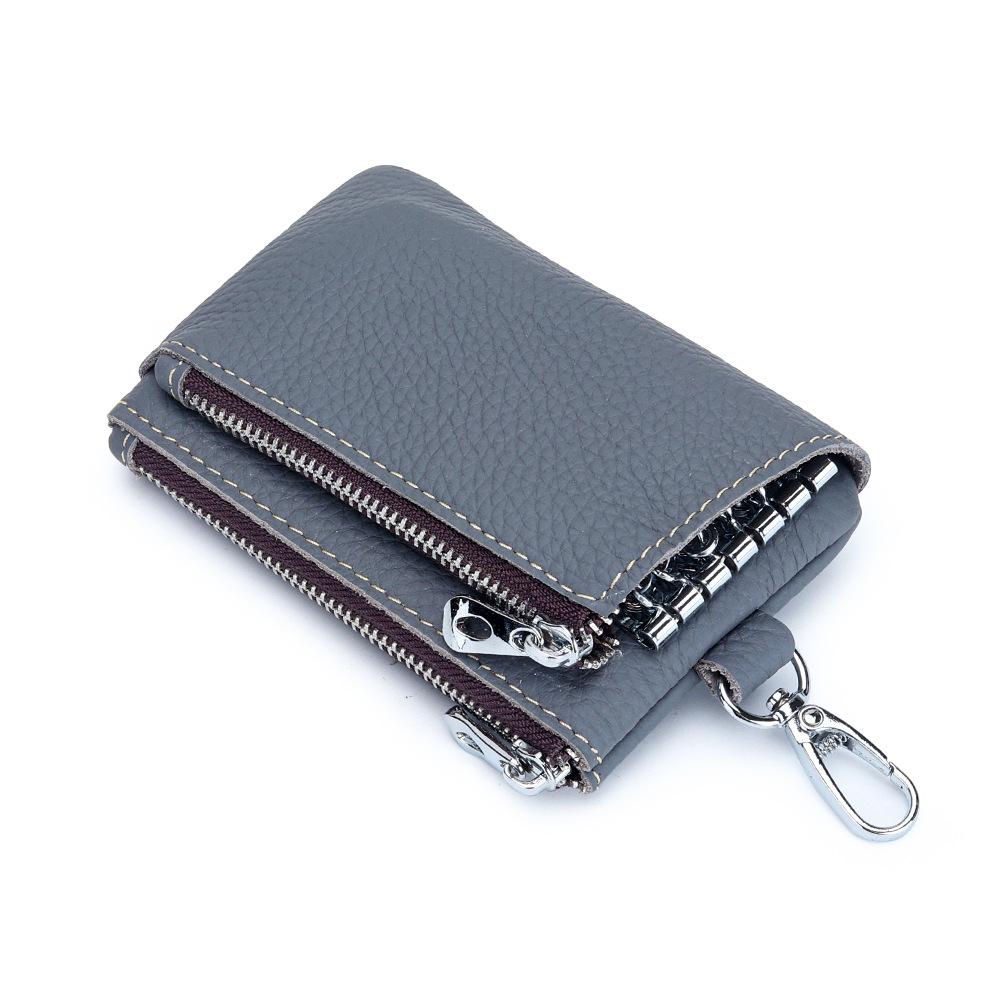 

Cowhide Multi-function Key Bag Men Women Large Capacity Change Card Storage Leather 12x8x3cm сірий