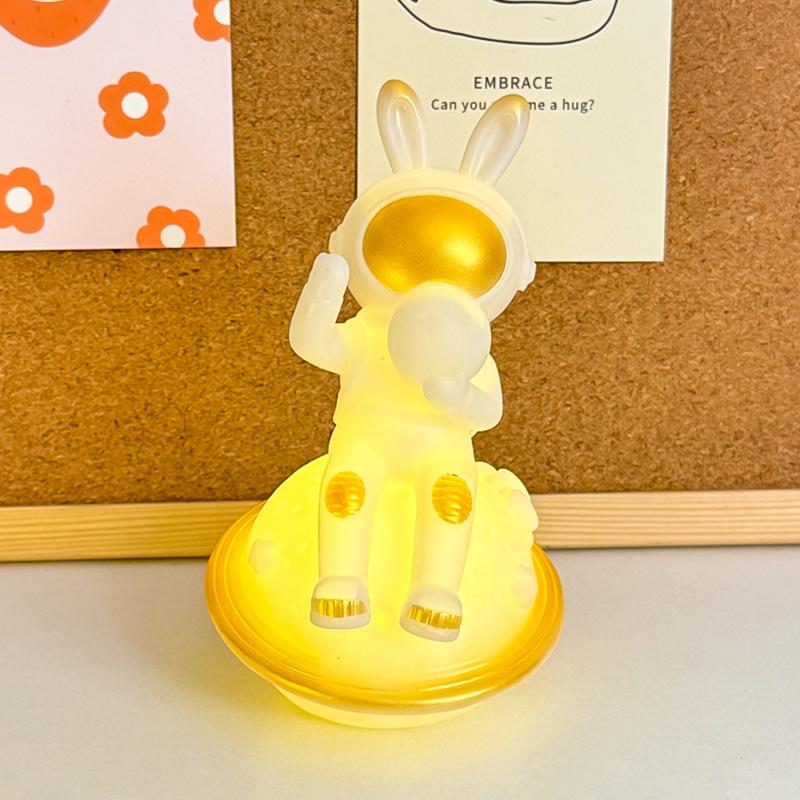 Cartoon Space Rabbit Night Light Bedroom Bedside Lamp Children's Luminous Toy and Small Figurine