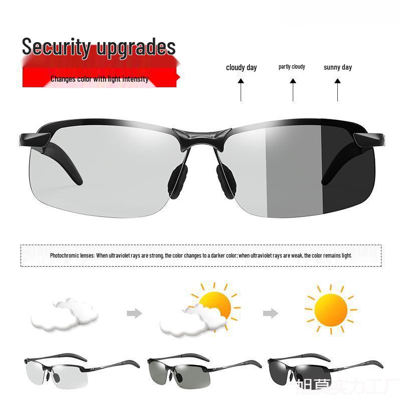 German Men's Polarized Photochromic Sunglasses for Day/Night Cycling & Fishing - Anti-Glare
