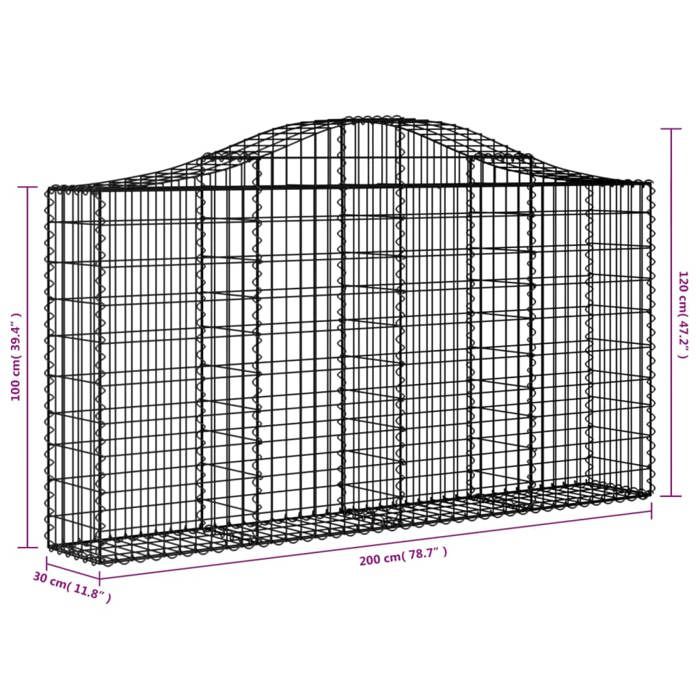 VidaXL 8x Paniers à Gabions Arqués Cages à Gabions Arquées Murs de Gabion Barrières de Jardin Terrasse Extérieur 3145436