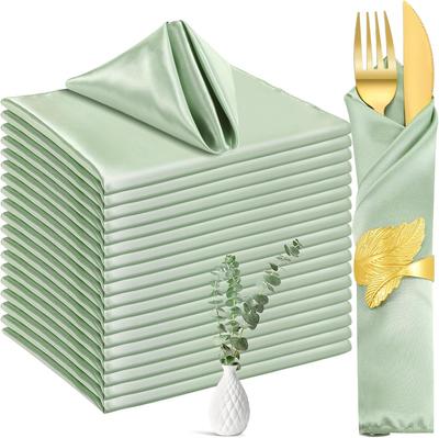 100 Pack Silky Satin Cloth Napkins 30x30cm Satin Napkins Washable Table Napkin Smooth Fabric Dinner Napkins for Weddings Party