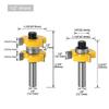 2pcs Set 8mm 12mm 1/2inch Shank Tongue & Groove Router Bits Set Stock 1-1/2 Tenon Milling Cutter for Wood Woodworking Tools Bit