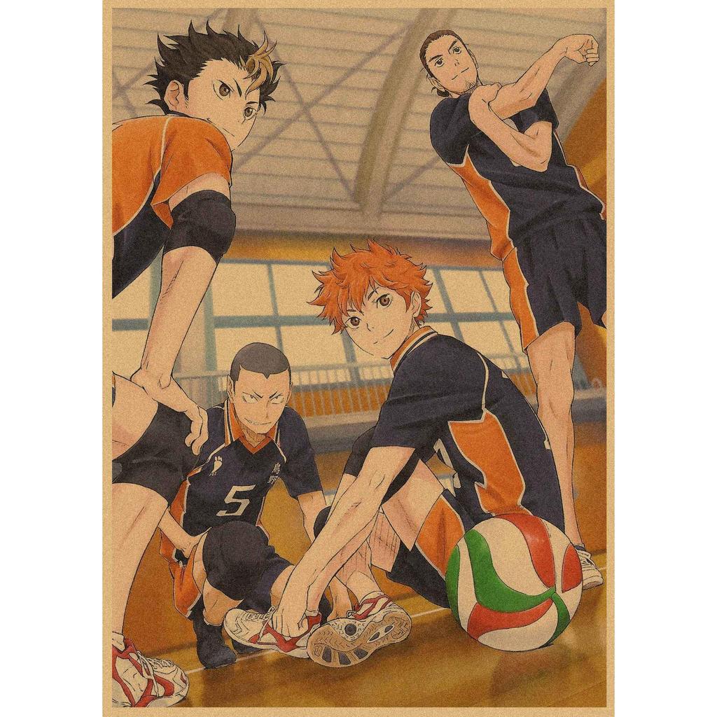 Haikyuu!! Retro Kraft Poster: Hinata Shoyo & Kageyama Tobio Decorative Wall Art