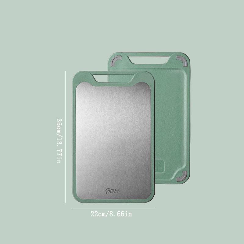 2-in-1 Cutting Board, Double-Sided Stainless Steel and PP Cutting Board for Kitchen, Professional-Grade Chopping Board with Skid