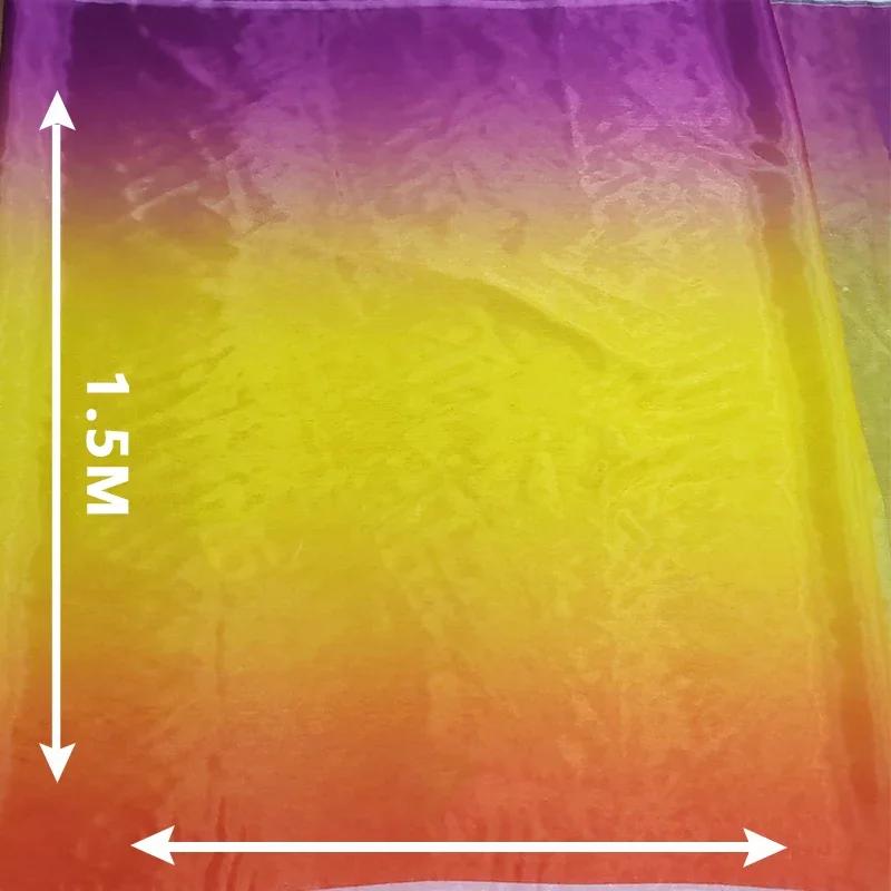 Wide 150cm Shiny Gradient Organza Fabric Glossy Thin Gauze Voile Fabric Diy Sewing Dress Hanfu Stage Costume Crafts Background