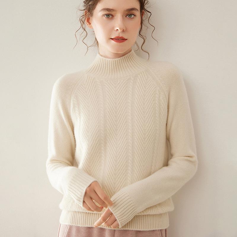 

Женский кашемировый свитер реглан на осень/зиму - Приталенный и универсальный S (85-100 jin)