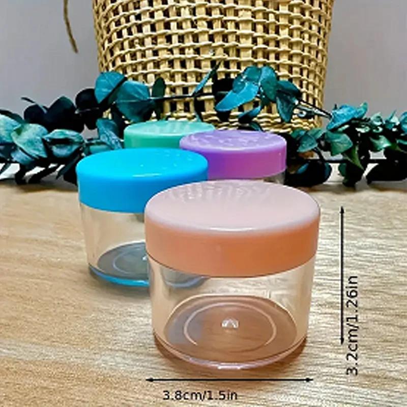 4PCS Empty 20g Travel Small Colorful Covers Clear Plastic Cosmetic Pot Jars With Lids For Face Cream Lip Balm Containers