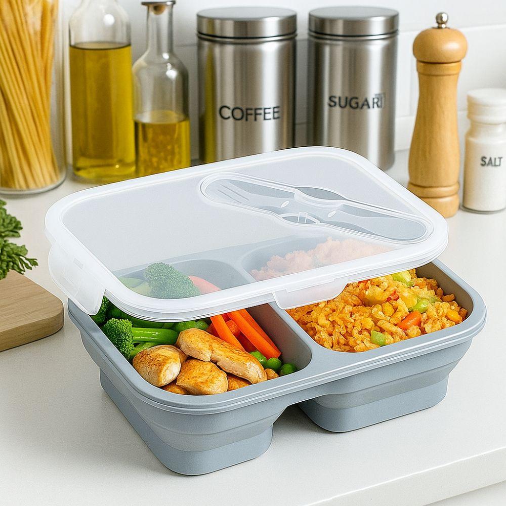 Rectangle Foldable Lunch Box Airtight Fresh Keeping Box Food Storage Container  for Kitchen