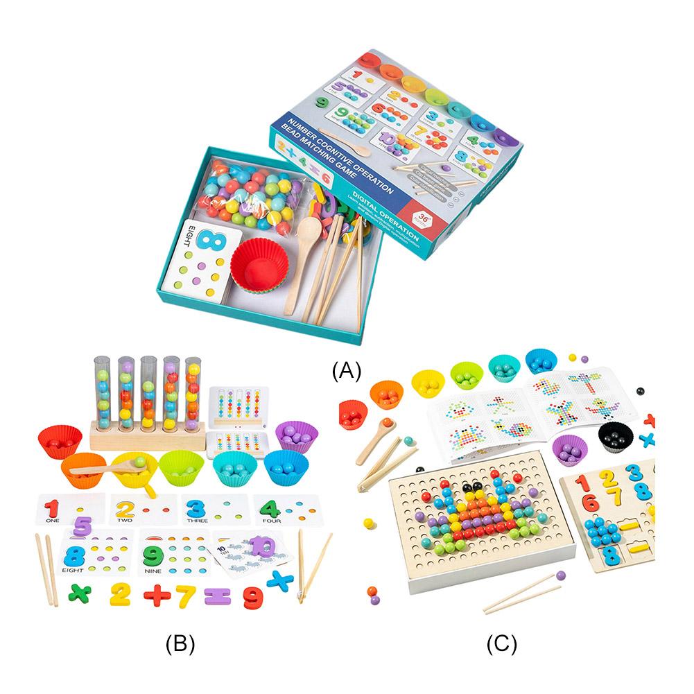 Arithmetic Math Toy Set Montessori Math Beads Counting Toy Montessori Arithmetic Kit for Early Childhood Educational Activities