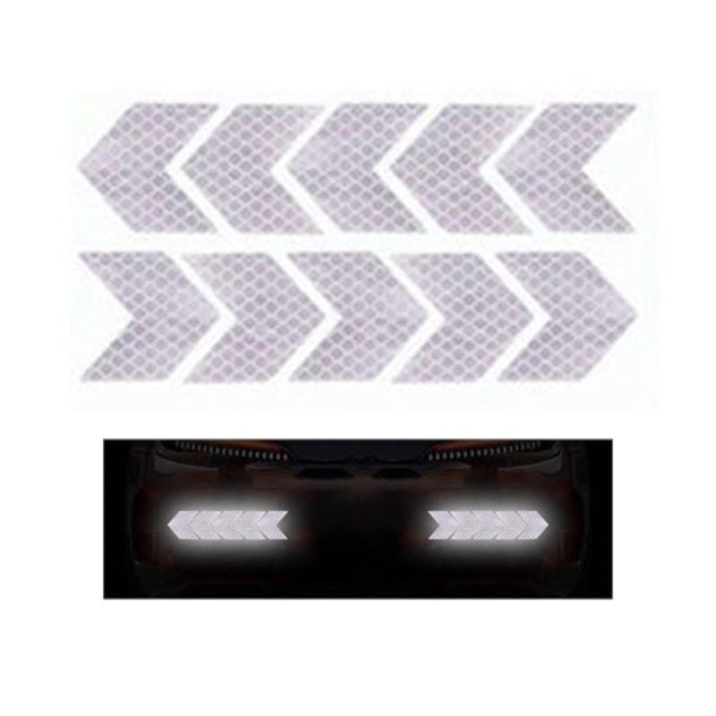 

10 шт. автомобиль для стрелы светоотражающие наклейки Предупреждение безопасности отражатель декоративные полосы универсальный внешний вид серебро белый