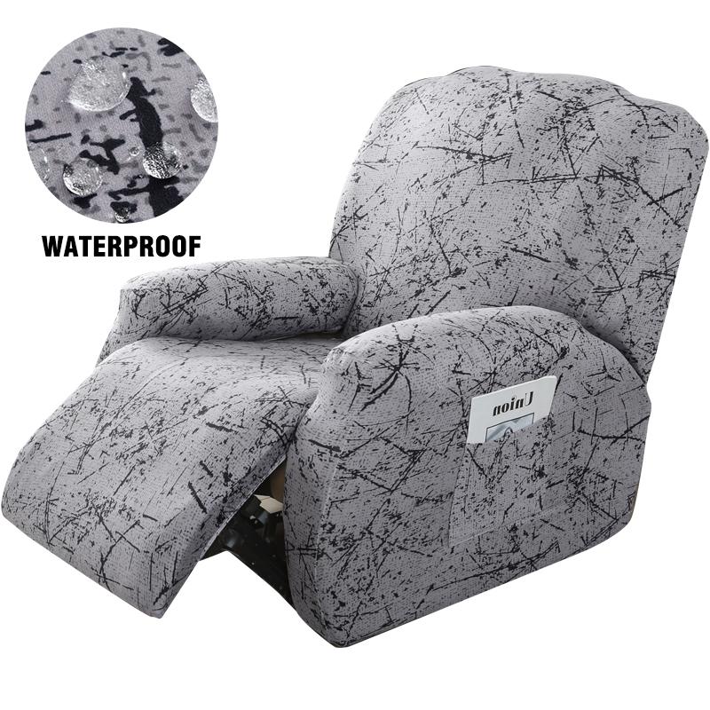 Water-Resistant Recliner Cover With Pockets Single Reclining Slipcover 4-Pieces Recliner Sofa Chair Cover Furniture Protector
