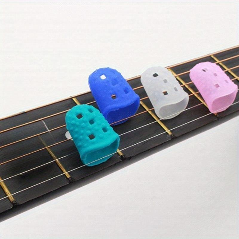 5pcs Multifunctional Silicone Thimbles Hollowed Out Breathable Protective Finger Sleeve Guitar Finger Cover