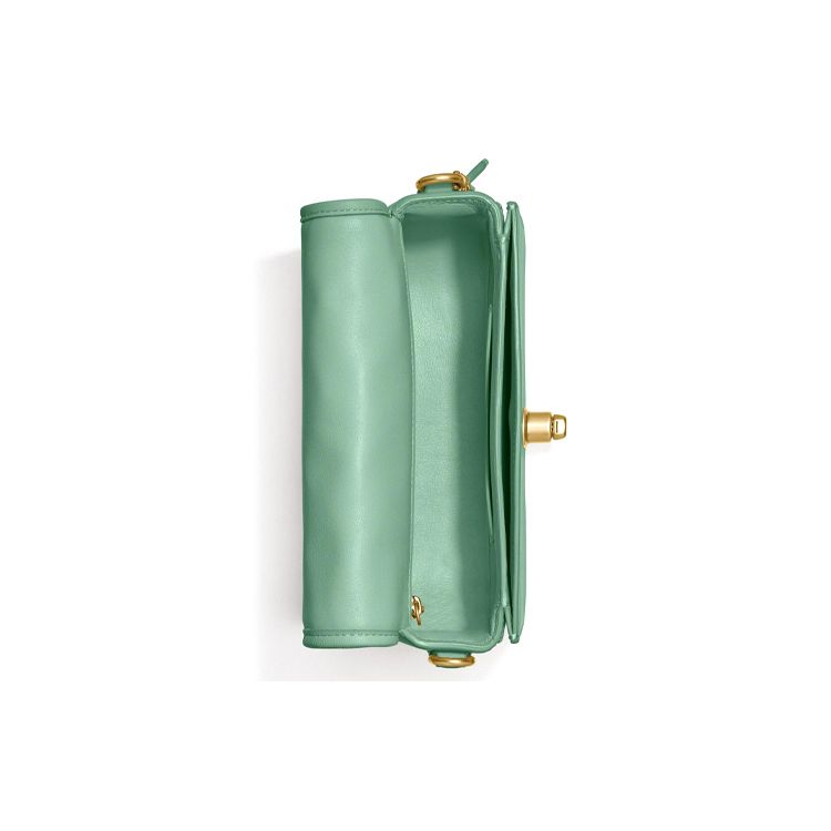Coach Dinky 18 Fashion Casual Quilted Shoulder Flap Bag Lambskin Leather Crossbody Bag Small Women bags Macaron-Green C3843-B4OFU