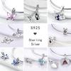Charms Beads 925 Sterling Copper Pink Butterfly Luminous Firefly Chameleon Heart Charm Fit Original Bracelet DIY Holiday Zircon