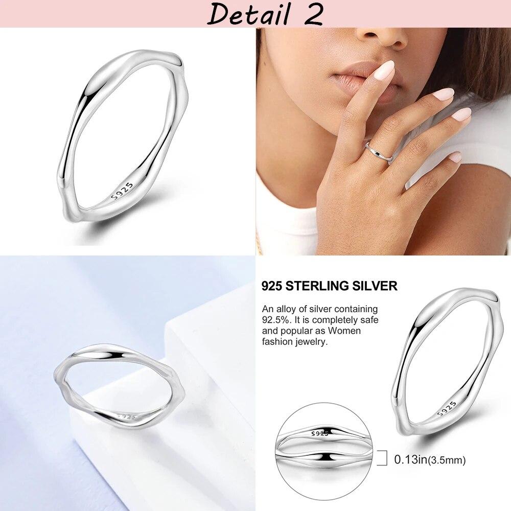 New Luxury Irregular Shape With Zircon Silver Color Finger Rings For Original 925 Silver Rings Women Female Rings Party Jewelry