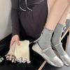 New Products Gentle And Warm Color Stacked Socks For Women Color Blocking Fungus Edge Lace Cotton Socks Boneless Socks
