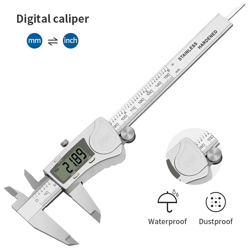 DITRON High Accuracy IP54 6inch 150mm Really Stainless Steel Big Screen Digital Vernier Caliper Tool.200mm/300mm Digital Caliper серебряный