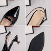 Low Kitten Heels for Women Slingback Dressy Pumps Pointed Closed Toe Ankle Strap Wedding Pumps Women's Summer Comfortable Slip on Low Heeled Shoes