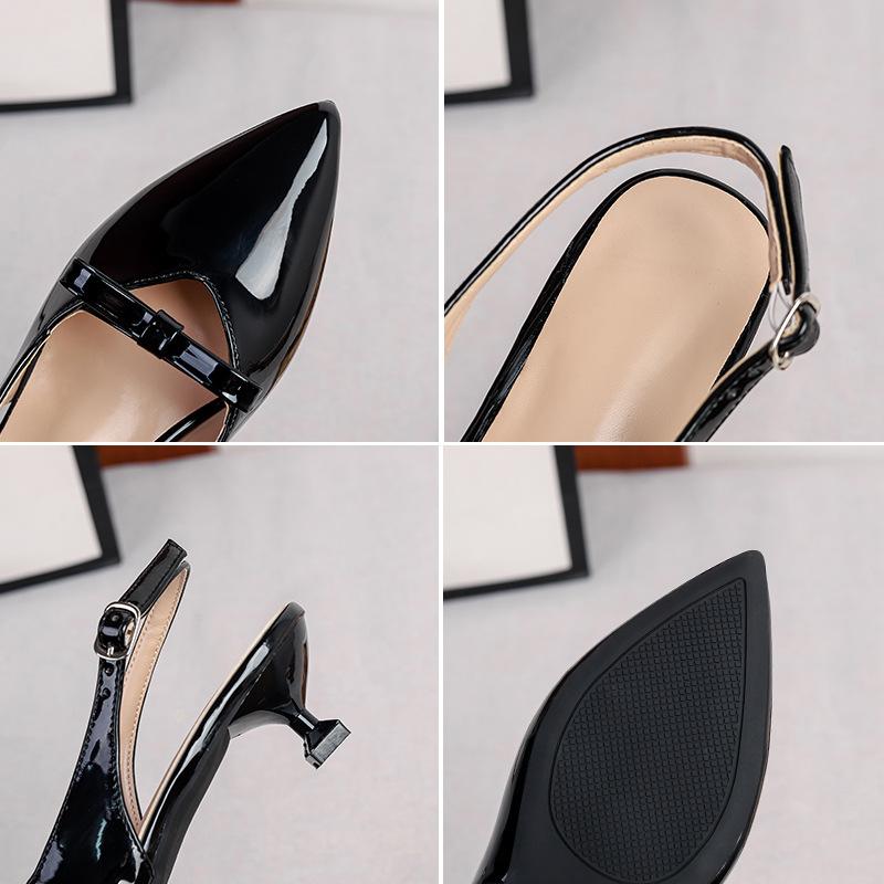 Low Kitten Heels for Women Slingback Dressy Pumps Pointed Closed Toe Ankle Strap Wedding Pumps Women's Summer Comfortable Slip on Low Heeled Shoes