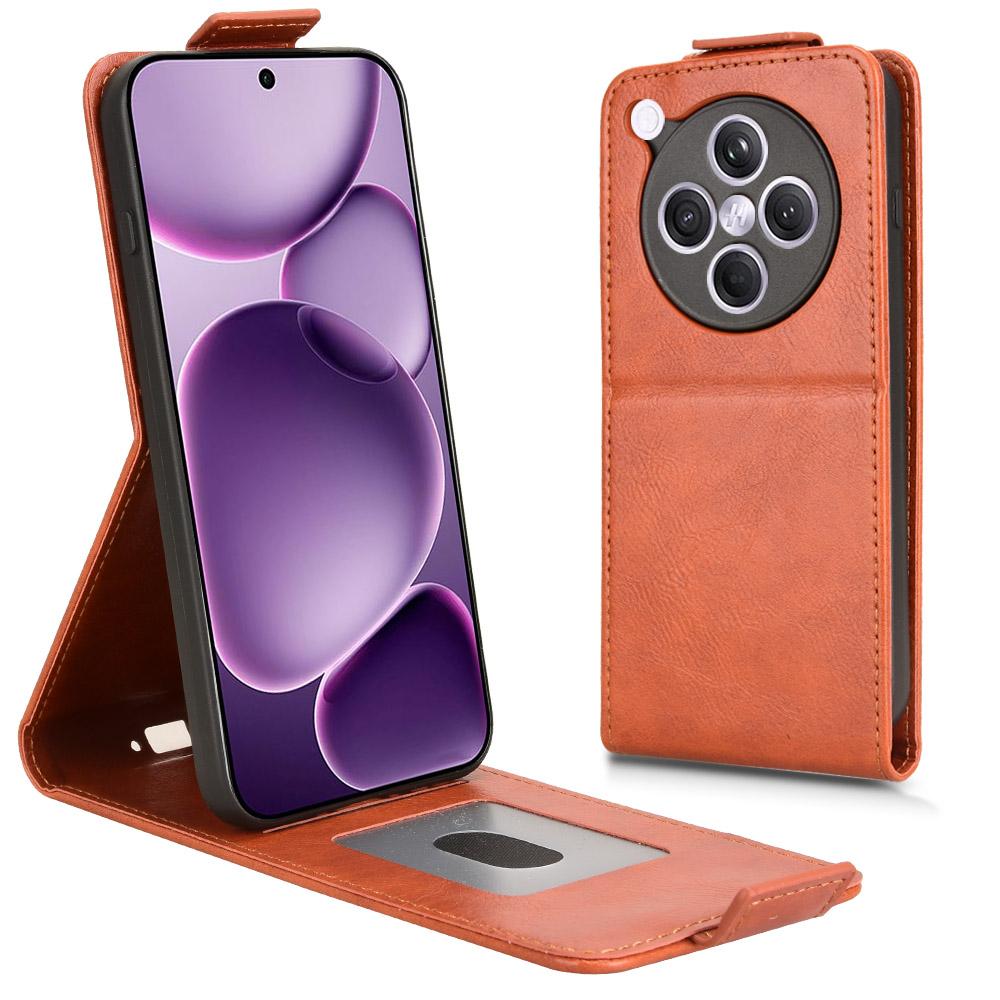 

For Oppo Find X8s+ 5G Stand Case Magnetic Clasp Vertical Flip Leather Phone Cover with Card Holder Orange