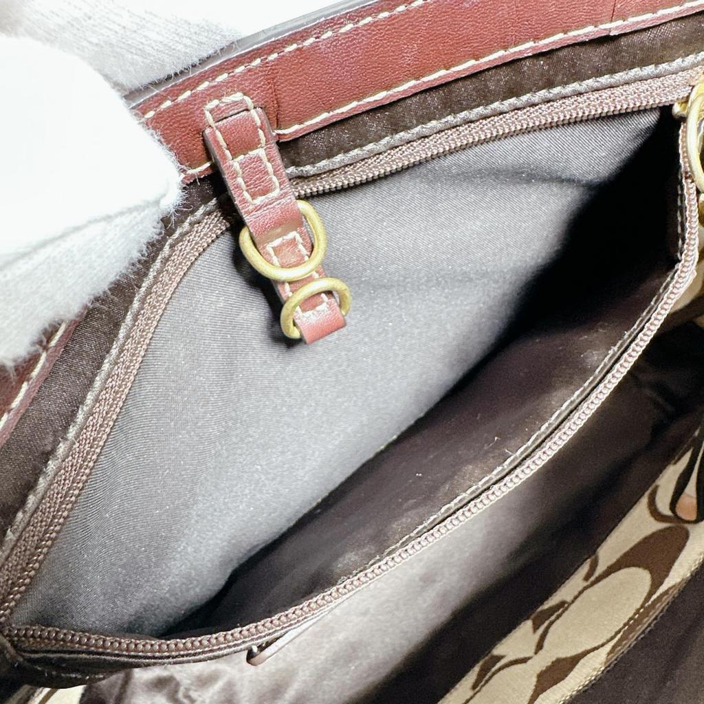 COACH canvas Signature Tote Bag canvas Brown Women 10124 Used