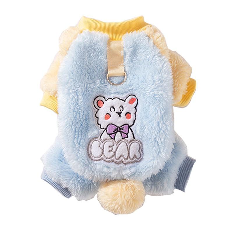 Soft Pastel Pompom Dog Sweater Long Sleeve Pet Jumpsuit Small Dogs Cats Comfortable Home Wear