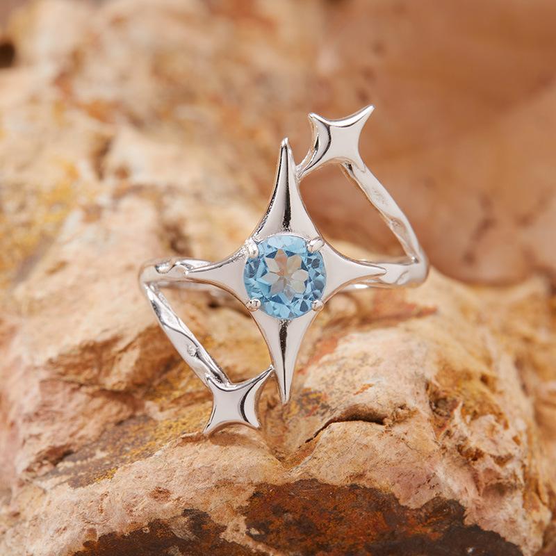 Mangxing Natural Amethyst Topaz Garnet Peridot Ring Women'S S925 Silver Jewelry