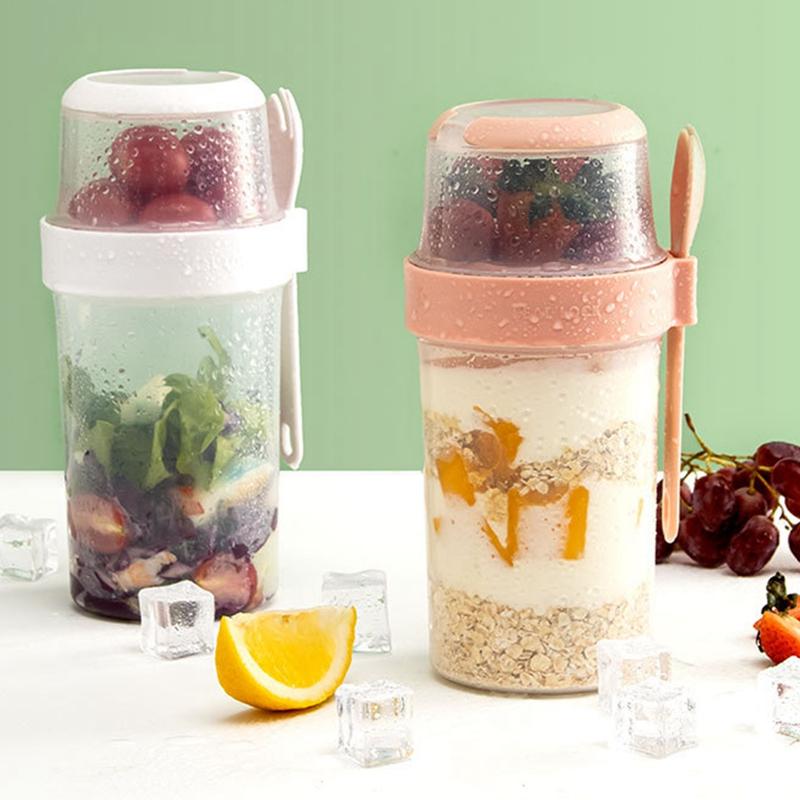 1 szt. Śniadanie owocowe owies jogurtowy kubek na sałatkę z pokrywką i łyżką dwuwarstwowe pudełko do przechowywania żywności pudełko bento Fitness miska stożkowa o obniżonej zawartości tłuszczu