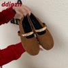 Fashion Soft Footwear Round Toe Ladies Flats Slip On Shoes Female Shallow Fashion Metal Women Mary Janes Flats Shoes