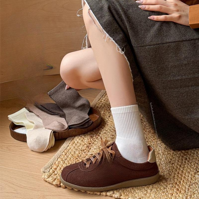 Pure Cotton Socks, Boneless Mid-calf Socks for Women, Antibacterial and Deodorizing Cotton Socks for Autumn and Winter