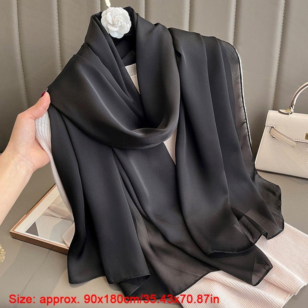 Solid Color Outdoor Sunscreen Hijab Thin Female Shawls and Wraps Fashion Long Scarf