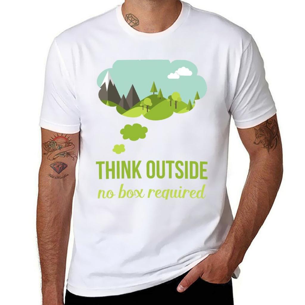 Think Outside No Box Required Walking Hiking T Shirt TShirt Unisex T Shirts High Quality Luxury Brand TShirt