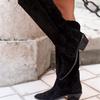 Dropshopping winter new fashion medium heel women's boots pointed suede high boots women's