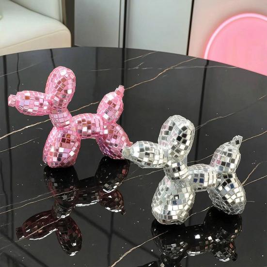 Disco Dog Ornament, Maximalist Balloon Dog Statue for Dog Mom & Dog Dad, Aesthetic Disco Ball Decor, Preppy Apartment Home Decor, Cute Room Decor &